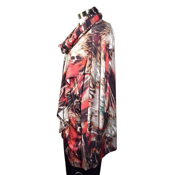 NEW Grace Elements L Wrap Top Cowl Neck Dolman Sleeves Abstract Print Oversized - Picture 4 of 15